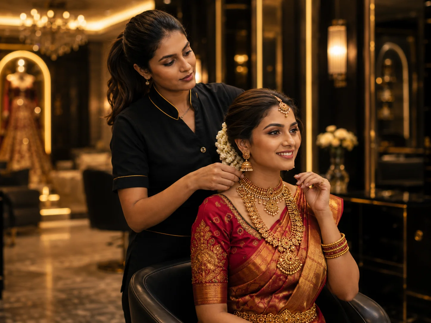 Bridal jewellery and styling at Studieo7 Thalambur